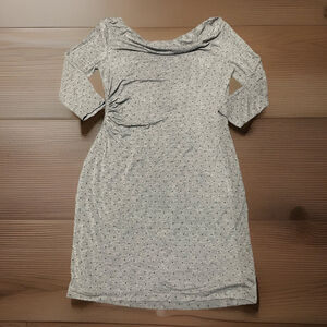 LOFT Gray Long Sleeve Dress with Dotted Pattern